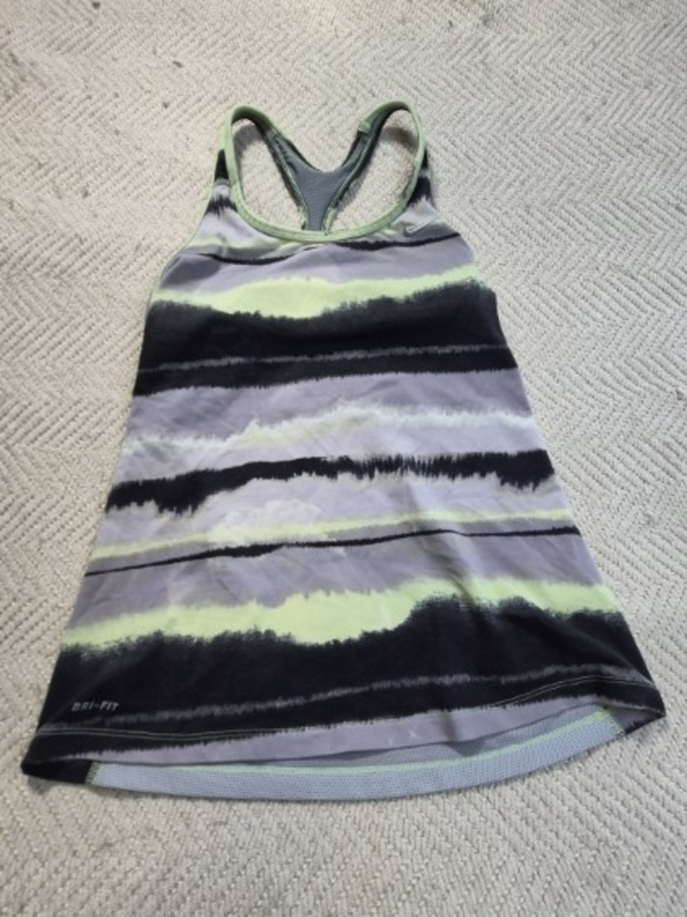 Nike Striped Racerback Tank Top - Lime, Black, Lavender
